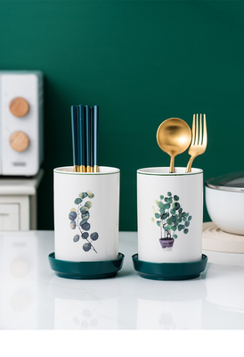 陶瓷沥水筷子筒家用筷子笼厨房勺子筷子收纳架餐具收纳盒筷子篓