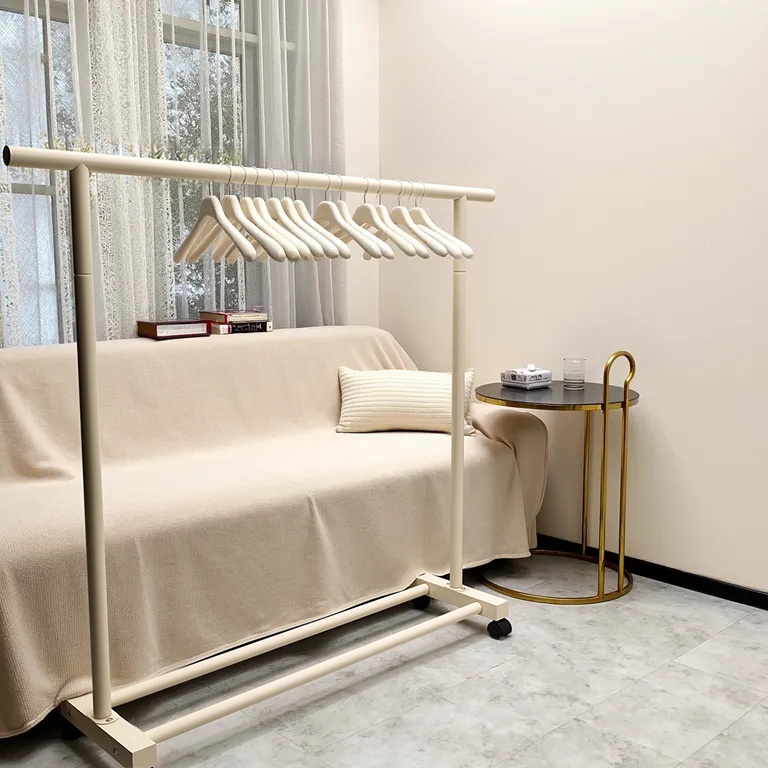 晾衣架落地家用卧室挂衣服单杆办公室简易宿舍内可移动晒凉衣帽架