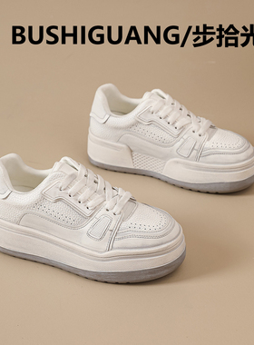 休闲厚底小白鞋女2026年春季新款增高板鞋百搭软底运动透气德训鞋