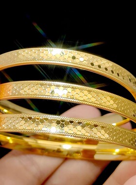 铜镀金龙鳞纹手镯鳞片推拉手镯