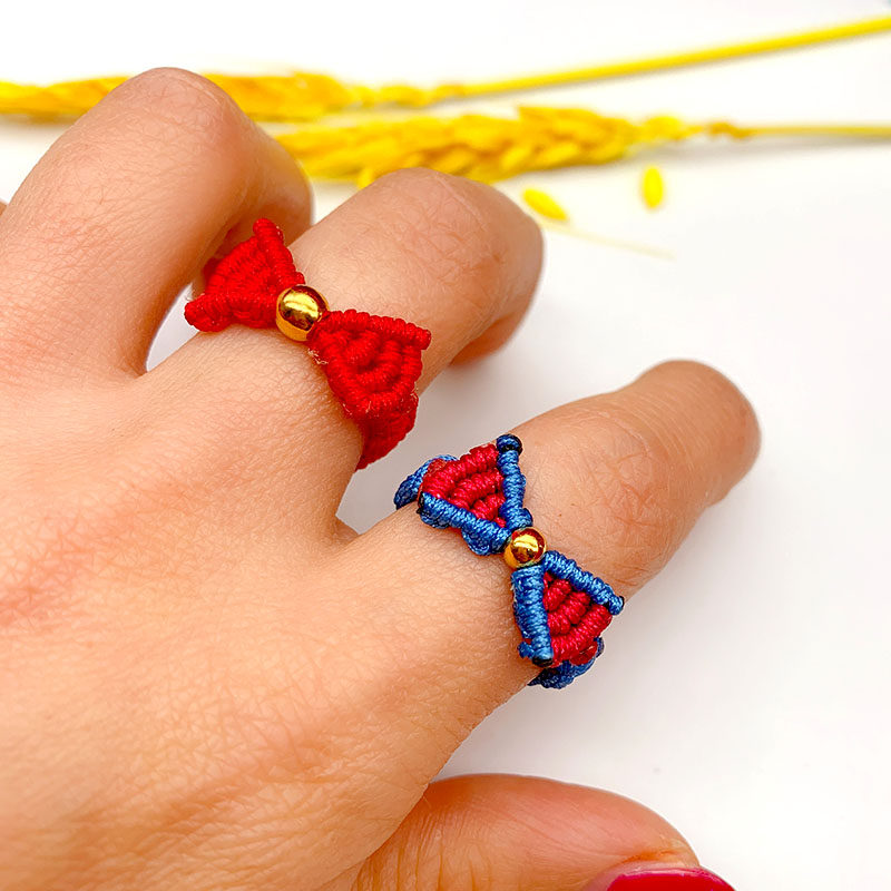 手编织在逃白雪公主戒指女迪士尼蝴蝶结转运珠手绳小红书同款手链