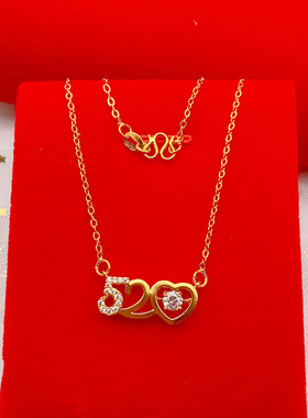 送女友爱心吊坠不掉色黄金项链