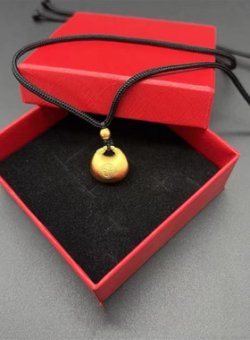 沙金小金坨吊坠祥云福锁项链黑绳