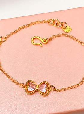 韩版百搭镶钻蝴蝶沙金手链