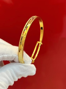 龙鳞纹沙金手镯女爆闪鳞片手环