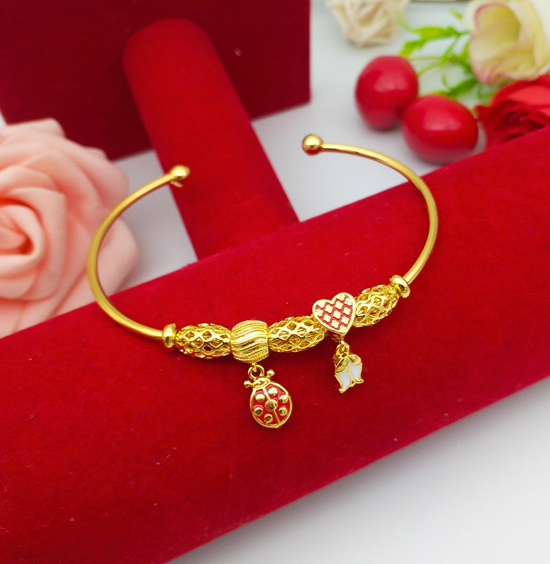 新款越南沙金DIY转运珠手镯女日韩铜镀金仿黄金饰品手环久不掉色