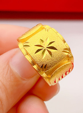 沙金戒指女款999镀金磨砂满天星