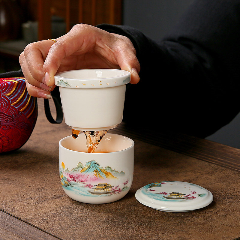 便携户外旅行茶具一人饮陶瓷快客杯一壶一杯单人随身收纳精致套装,餐饮具,旅行茶具,淘宝优惠券,粉丝福利购,淘宝优惠卷