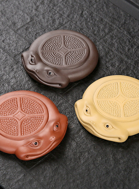 招财金蟾茶宠茶杯隔热垫装饰摆件