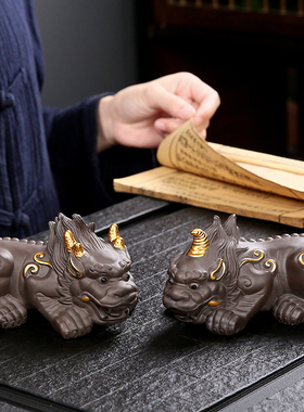 紫砂貔貅招财办公室摆件家居饰品
