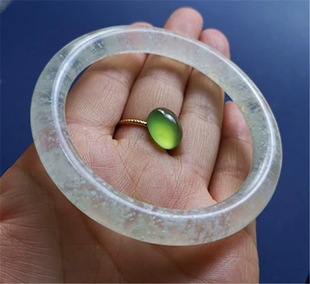 玉石手镯天青冻暴风雪玉镯雪花棉圆条岫玉女镯蛇纹石女镯冰种玉镯