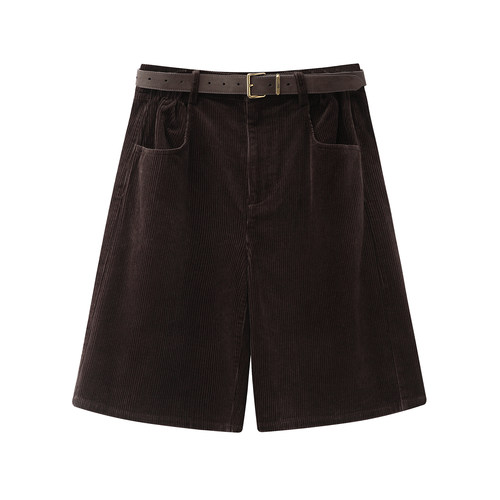 百搭高腰显瘦灯芯绒休闲短裤女