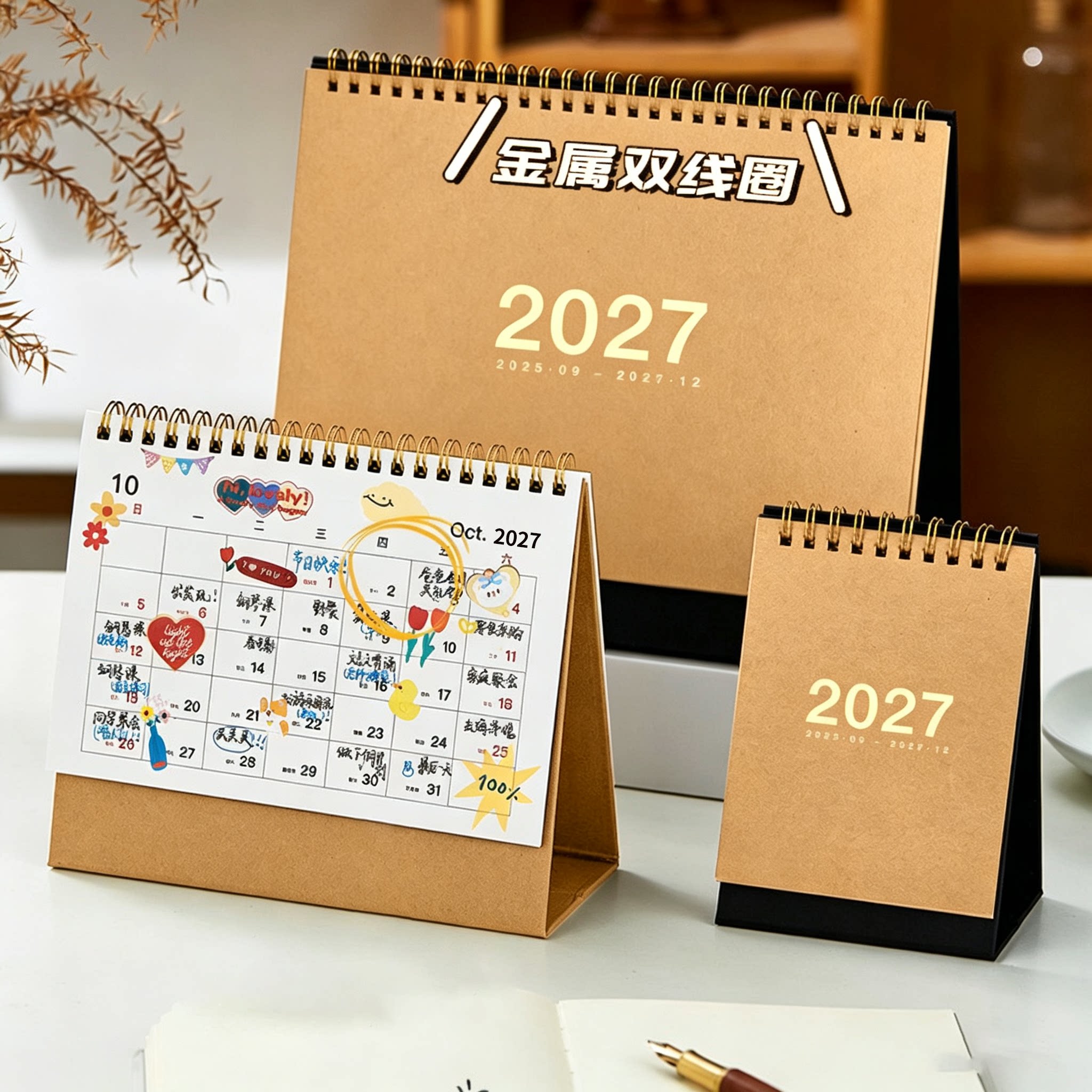 2027年台历创意简约日历定制logo图片