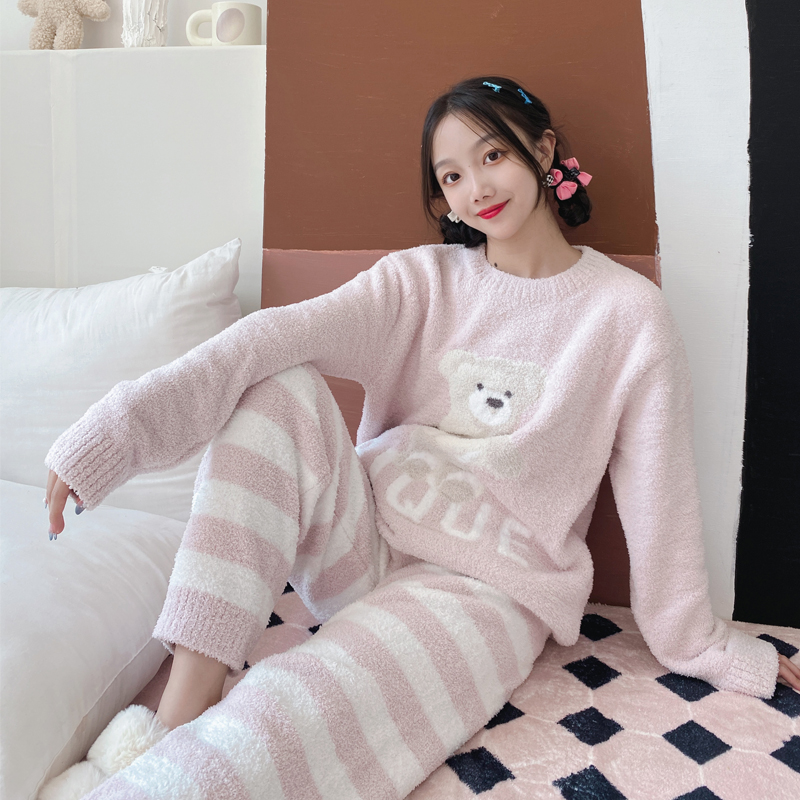 保暖加厚儿童亲子软绵绵睡衣女