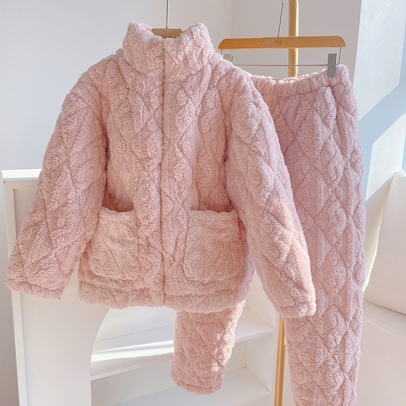 珊瑚绒睡衣女冬三层夹棉棉袄高领拉链时尚加厚法兰绒家居服外穿,女士内衣/男士内衣/家居服,睡衣/家居服套装,淘宝优惠券,粉丝福利购,淘宝优惠卷