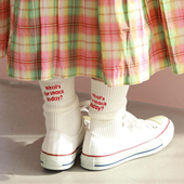 日版 today字母堆堆袜 snack shesaidthat纯色女袜堆堆袜whats for