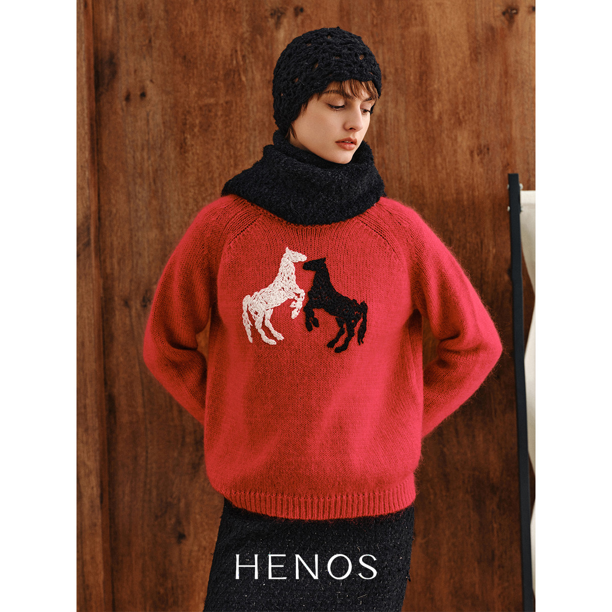HENOS冬季保暖26新年系列马海毛羊毛灵动小马圆领毛衫针织衫上衣,女装/女士精品,毛针织衫,淘宝优惠券,粉丝福利购,淘宝优惠卷