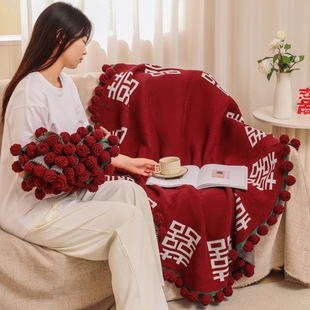 百喜毯子新婚礼物送新人结婚订婚闺蜜姐姐特别的实用高级感玫瑰花