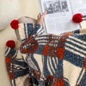 蓝格格柔软针织盖毯午睡毯英伦格子办公室沙发毯床尾毯车载毯子