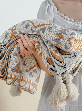 纳瓦霍日光毯加厚针织波西米亚办公室午睡空调毯沙发毯婴儿毛毯子