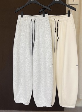 高端欧货冬季新款高级感巨好看的休闲阔腿哈伦裤女刺绣加绒卫裤