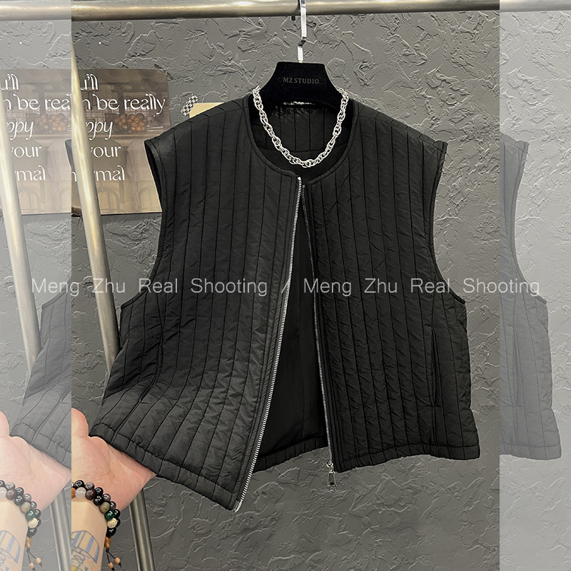 高端欧货2025年冬季新款坎肩无袖外套螺纹坑条压线竖纹夹棉马甲女,女装/女士精品,马夹,淘宝优惠券,粉丝福利购,淘宝优惠卷