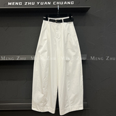 高端欧货2025年夏季 女 配腰带休闲宽松阔腿直筒裤 新款 显瘦百搭时尚