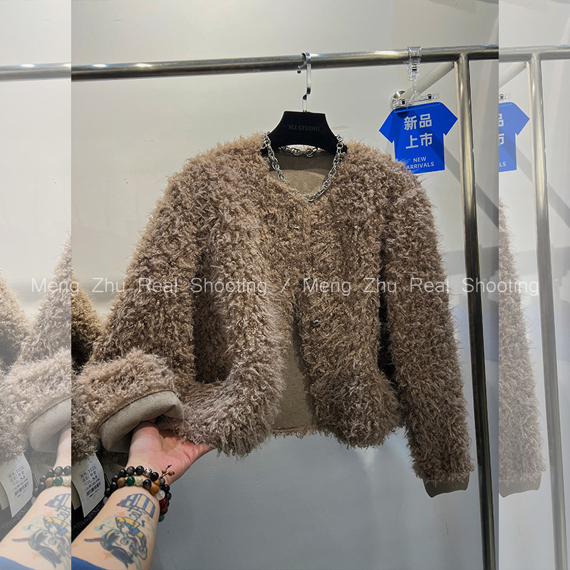 高端欧韩2024冬季新款皮毛一体披肩毛茸茸短款小香风羊羔毛外套女,女装/女士精品,短外套,淘宝优惠券,粉丝福利购,淘宝优惠卷