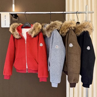 高端欧货新款 可拆卸真狐狸毛连帽双头拉链90白鸭绒外套羽绒服女冬