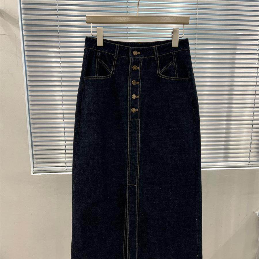 高端现货2024年秋季新款休闲百搭高腰过膝长款前开叉牛仔半身裙女,女装/女士精品,半身裙,淘宝优惠券,粉丝福利购,淘宝优惠卷