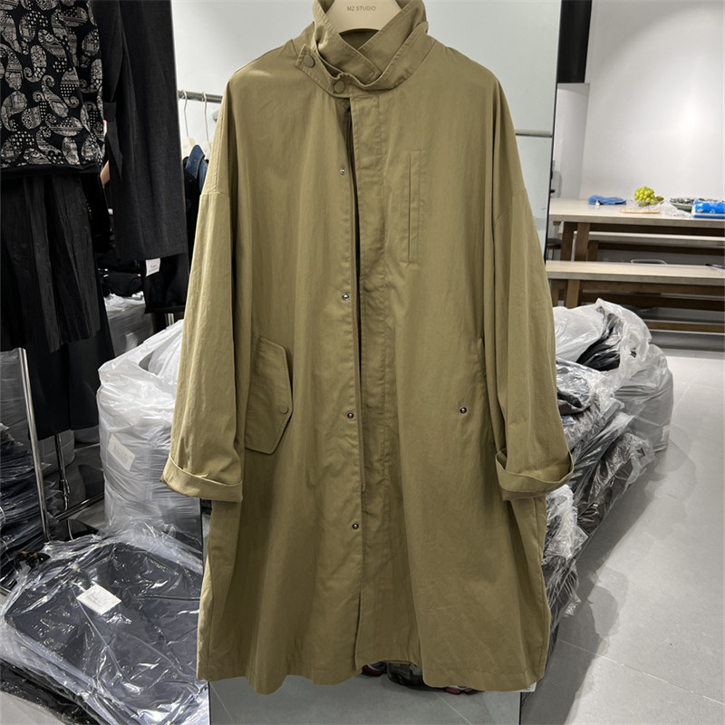 高端欧韩2025年春季新款立领拉链单排暗扣后开叉中长款风衣外套女,女装/女士精品,风衣,淘宝优惠券,粉丝福利购,淘宝优惠卷