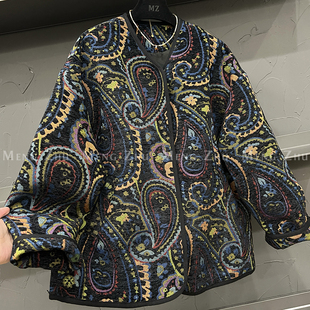 高端欧货新款高级感巨好看的夹克慵懒风松弛感撞色腰果花外套女秋