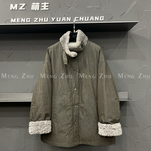 高端欧货冬季新款高级感巨好看的羊羔毛立领90白鸭绒外套羽绒服女