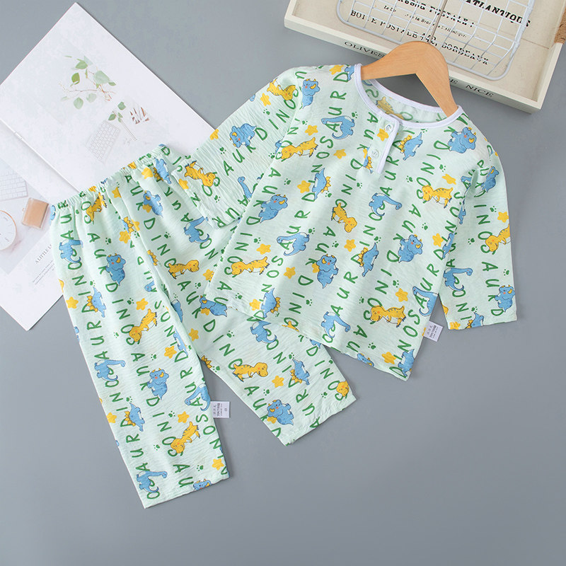 夏季儿童云朵棉睡衣薄款女童女孩家居服男孩童宝宝空调服套装