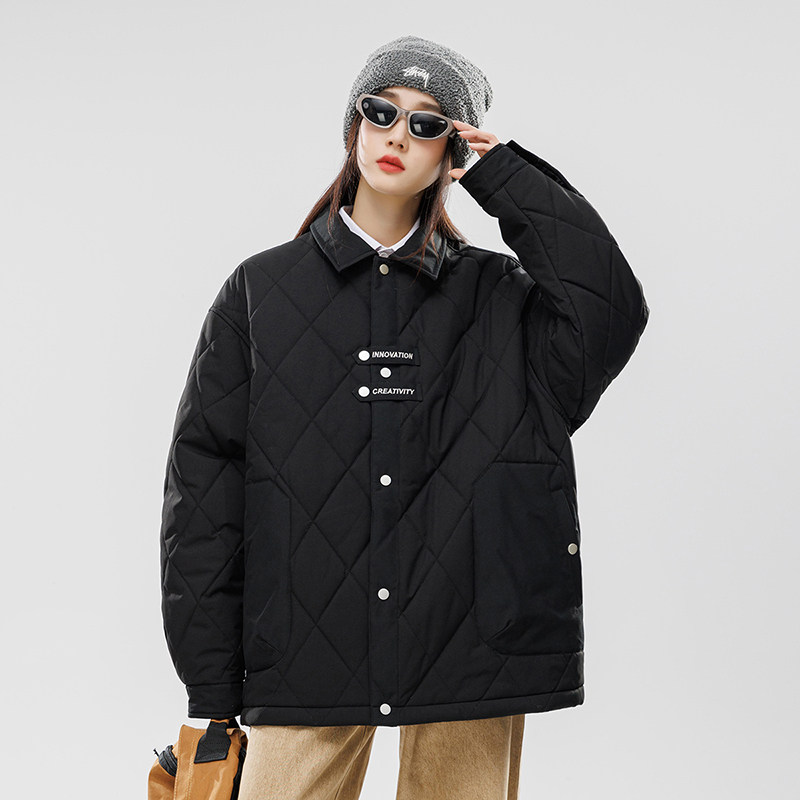 2024秋冬新宽松高品质女装菱形格棉衣女棉服情侣大码Y388P88,女装棉衣/棉服,电商A222A