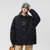 2024秋冬新宽松高品质女装菱形格棉衣女棉服情侣大码Y388P88，女装棉衣/棉服，电商A222A