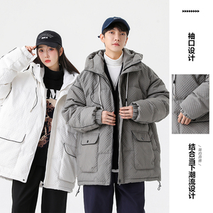 美式高街2024冬新90%标羽绒服男连帽潮流宽松情侣大码YR60P298图片