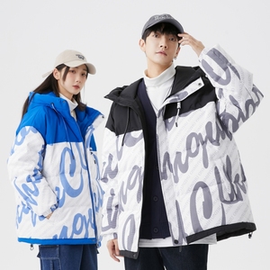 90%标羽绒服男连帽拼接2024冬潮美式休闲宽松情侣大码YR61P298图片