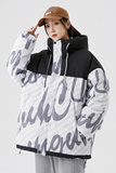 情侣大码90%标羽绒服女连帽潮美式休闲2024冬拼接宽松YR72P298，女装羽绒服，电商A222A