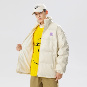 2024冬季加绒美式高街90%标羽绒服男皮衣宽松情侣大码YR85P298图片