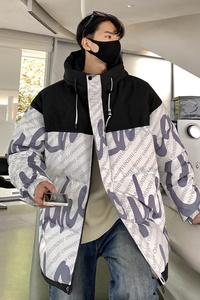 高品质90%标羽绒服男连帽拼接2024冬新潮宽松情侣大码YR51P298图片