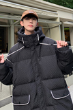 宽松90%标白鸭绒华夫格潮流连帽羽绒服男休闲大码YR03P298，男装羽绒服，电商A222A