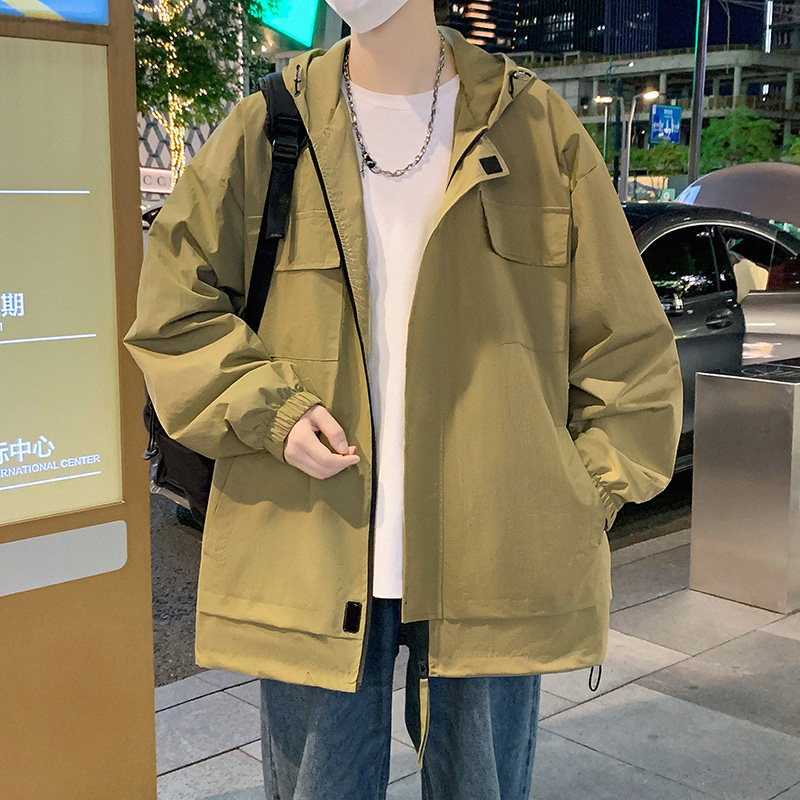 工装外套男春秋季韩版宽松连帽夹克港风ins潮牌休闲上衣Y401P88图片