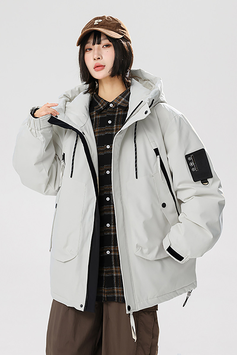 连帽宽松冲锋衣90%标羽绒服女美式休闲2024冬情侣大码YR70P298,女装羽绒服,电商A222A