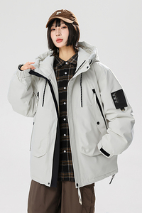 连帽宽松冲锋衣90%标羽绒服女美式休闲2024冬情侣大码YR70P298图片