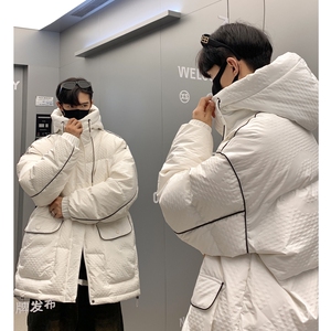 高品质90%标连帽羽绒服男2024秋冬新潮流宽松情侣大码YR39P298图片