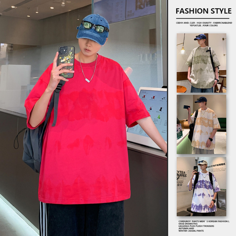宽松oversize2024夏新高品质直播潮流棉短袖T恤男Y416P45,男装T恤,电商A222A
