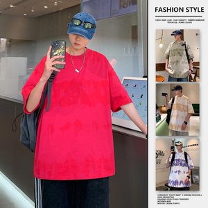 宽松oversize2024夏新高品质直播潮流棉短袖T恤男Y416P45图片