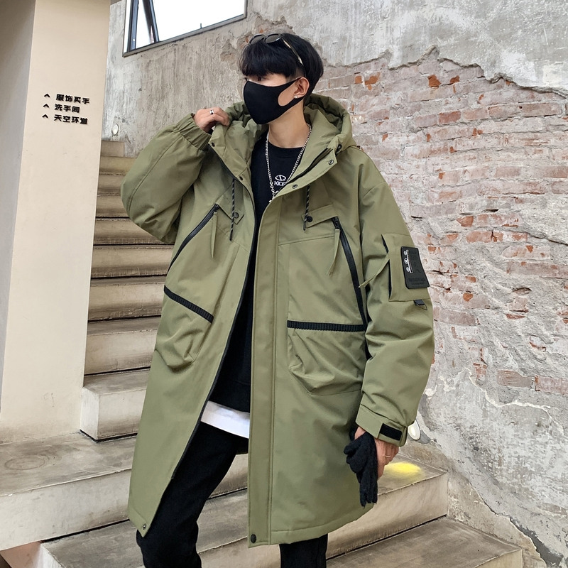 90%标连帽中长款羽绒服男2024秋冬新潮流宽松情侣大码YR36P325，男装羽绒服，电商A222A