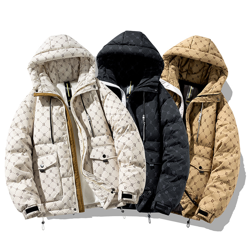 情侣大码90%标羽绒服男连帽高品质日系2024冬季宽松潮YR22P298，男装羽绒服，电商A222A